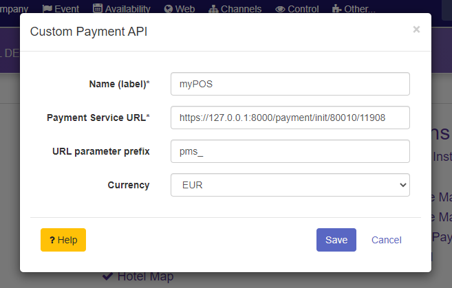 Custom payment API